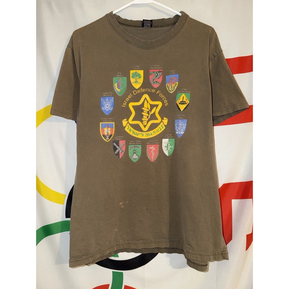 Vintage Israel Defense Forces T Shirt XL T Max IDF 90s Y2K Military Green